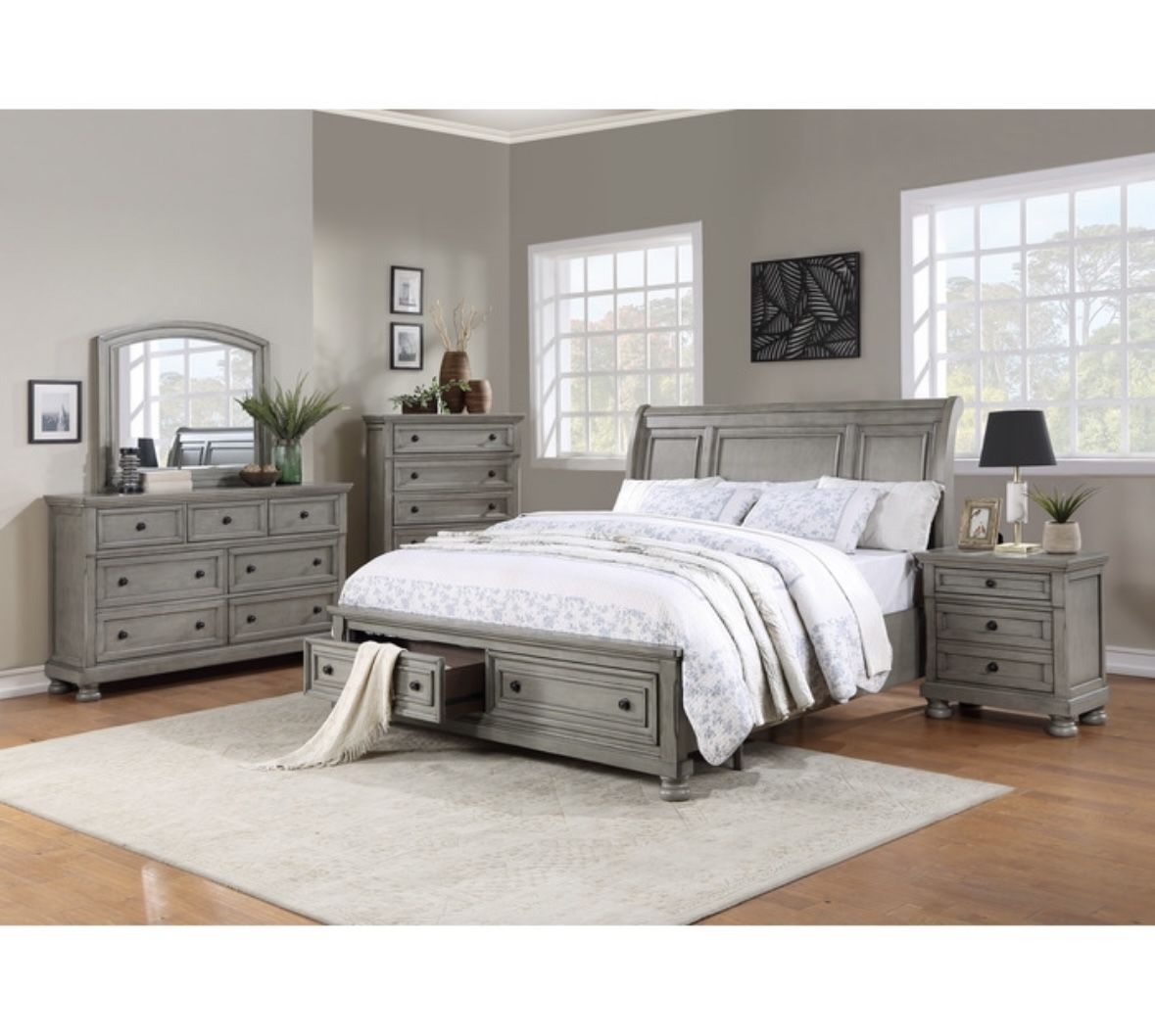 Bedroom Furniture, Bed, Furniture, Bedroom Set, Dresser, Mirror, Nightstand, Wooden Bedroom Sets, Grey Bed, Brown Bed