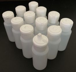 (12) 1 OZ. HDPE Solvent Resistant Bottles With Flip Top For Airbrush, Nail, Crafters,Tattoo Artists