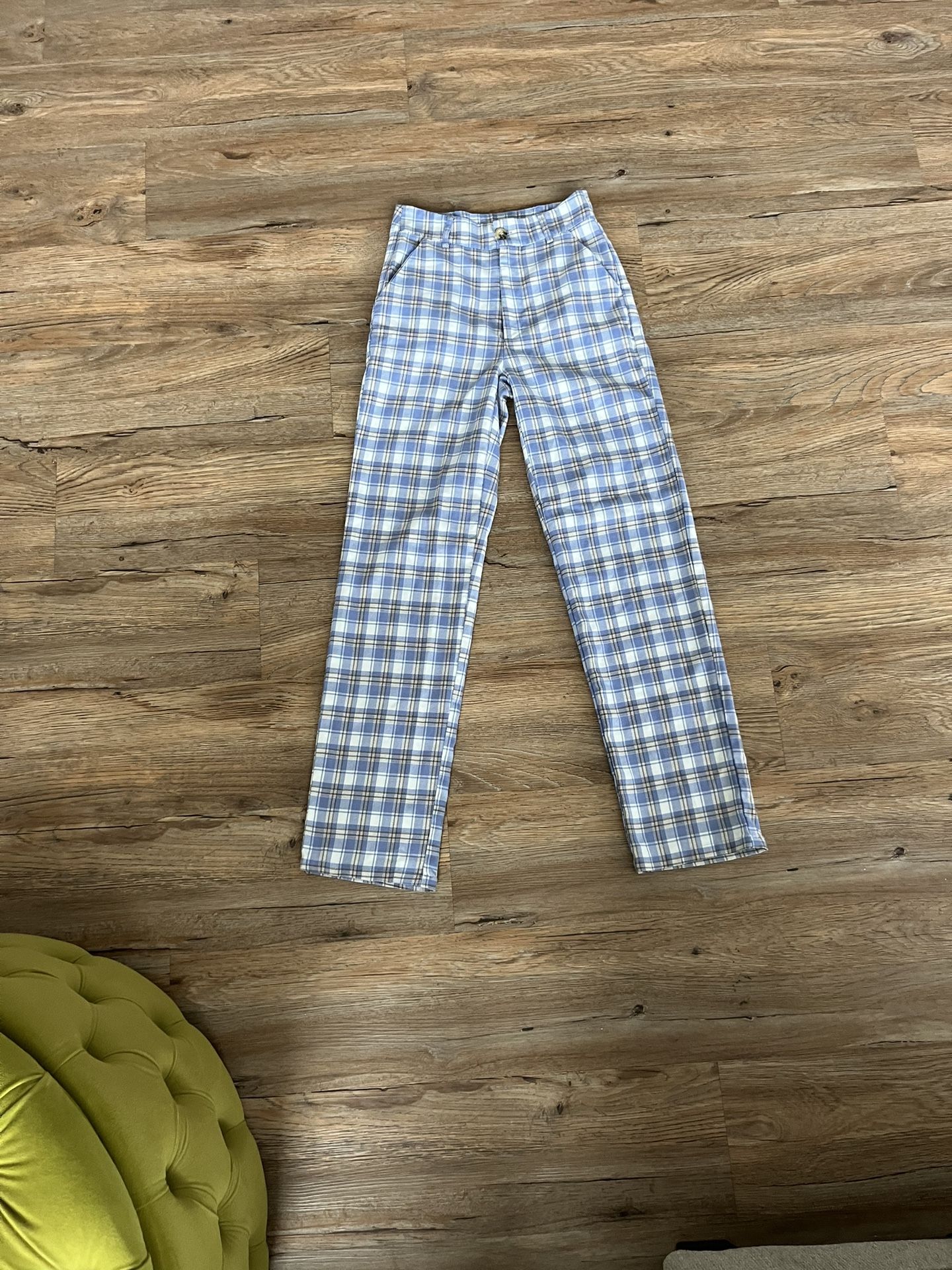 Full Tilt Blue And Light Brown Plaid Pants