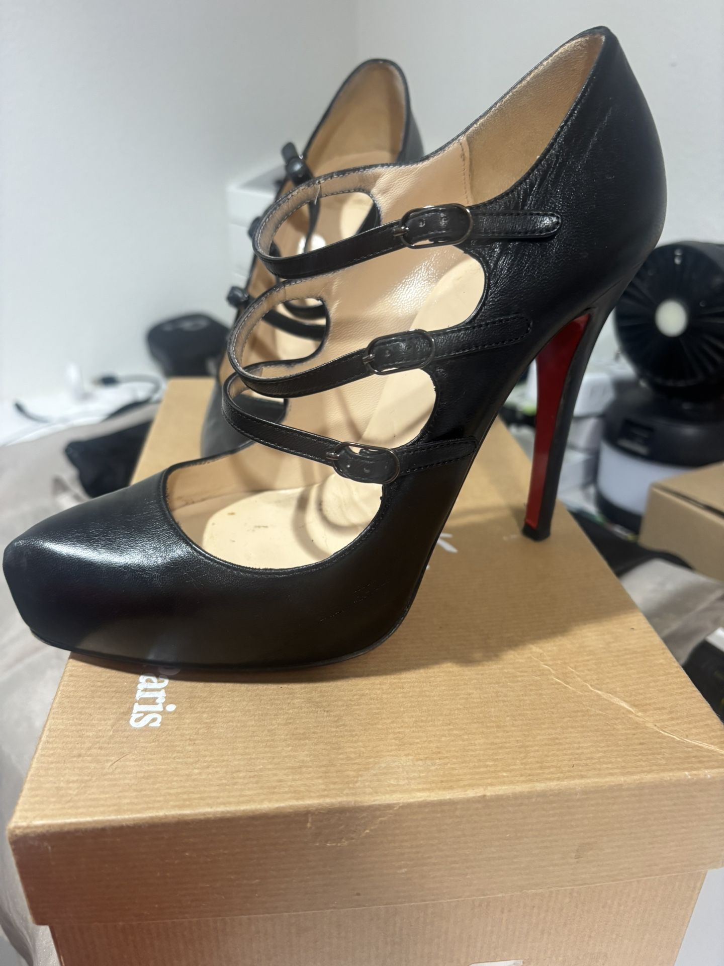 Christian Louboutin Black Mary Jane Heels  