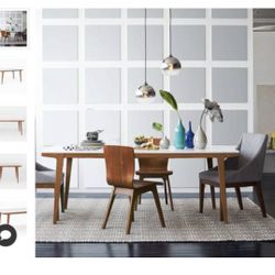 West Elm Modern Expandable Dining Table, 42-62", White Lacquer, Pecan 