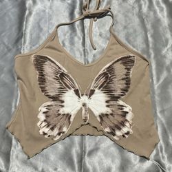 Cider Butterly print Halter Top