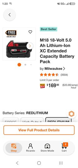 Milwaukee battery 5.0 new