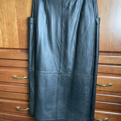 Black Lamb Nappa Leather Midi Skirt