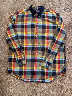 Tommy Hilfiger Classic Fit Plaid Long Sleeve Shirt Mens XL Multicolor