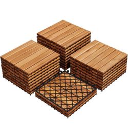 Yaheetech 27PCS Deck Tiles Acacia Wood Interlocking Outdoor Flooring,Wood.