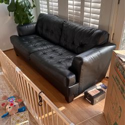 Black leather couch