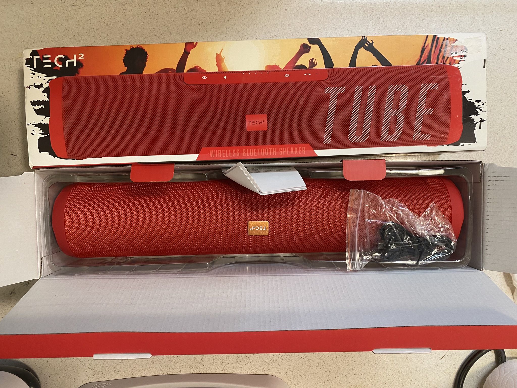 Tech 2 Tube Wireless Bluetooth Red Speaker