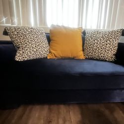 2 Faux Velvet Blue Couches