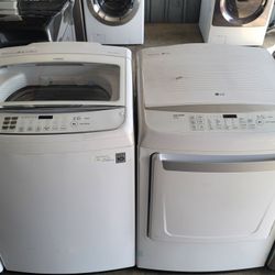 LG MEGA CAPACITY 5.8CU FT TOP LOAD WASHER WITH GAS DRYER SET 