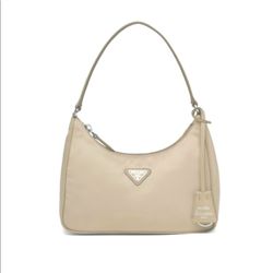 Authentic Tan Prada Re-edition Nylon Mini Bag
