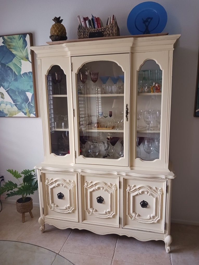 Vintage Distressed China Cabinet