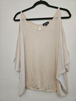 Bebe Silky Cream Cutout Sleeve Top M
