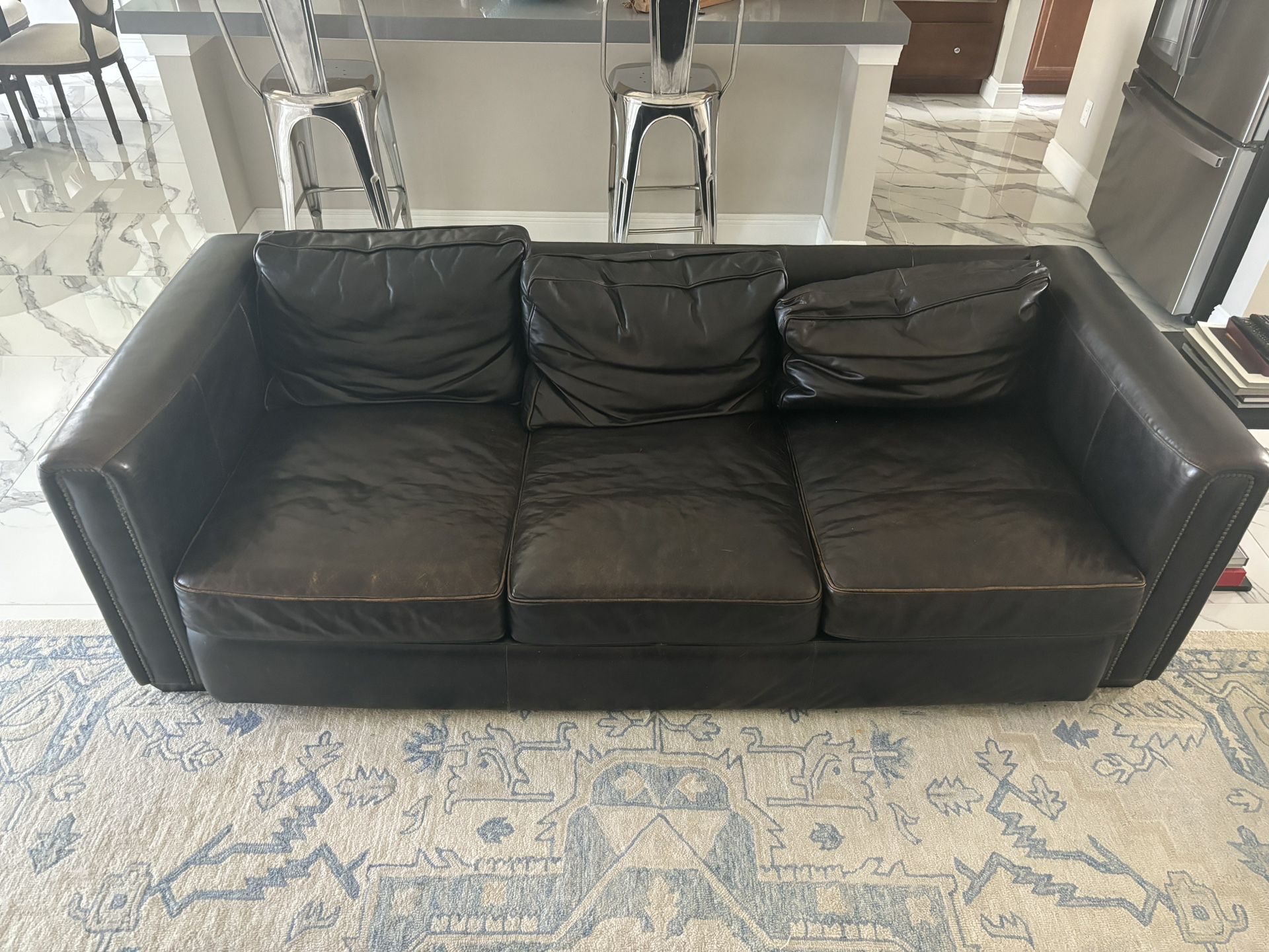Bernhardt Black Leather Sofa