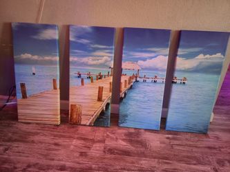 4-Piece Ocean Dock Canvas Wall Art 