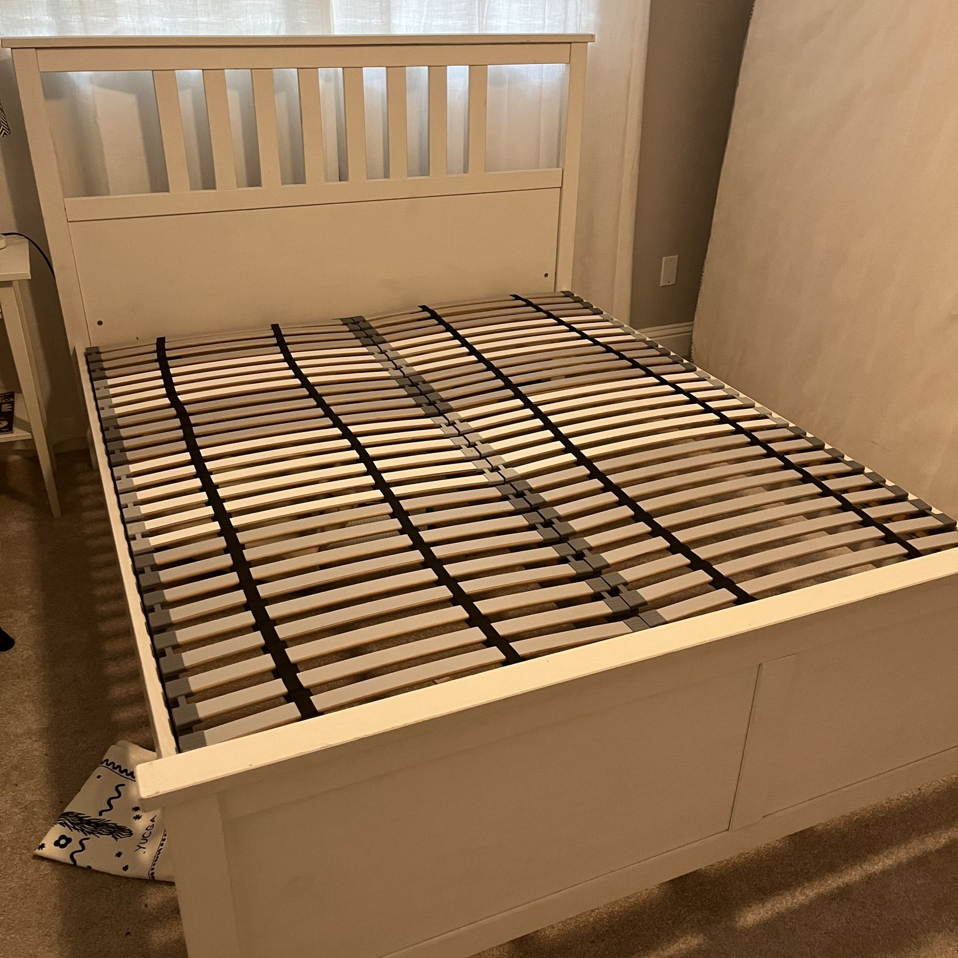 IKEA Hemnes Queen Bed Frame, Slats, Support Beam