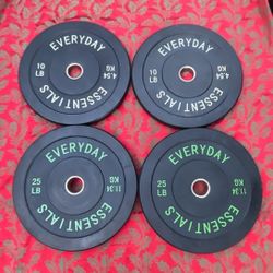 SET OF OLYMPIC  EVERDAY ESSENTIALS BUMPER PLATES  (PAIRS OF)  :  25s  &  10s 