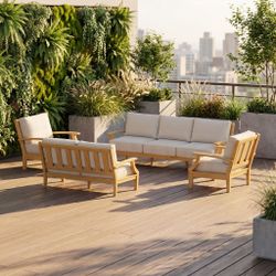 New Grade-A Teak 4-Piece Outdoor Sofa and Loveseat Set - Mila by JRS Patio - San Diego