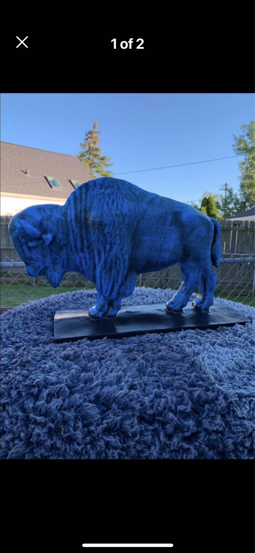 The Old Blue Buffalo Statue