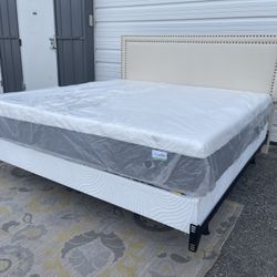 New KING Size Headboard And Frame $160 Or  $600 With New Mattress And Box Spring 