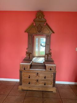 Late 19th century Antique Victorian marble top dresser or vanity with an attached mirror. $1500 OBO