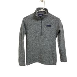 Patagonia Sweater Womens XS Long Sleeve Pullover Grey Heather 1/4 Zip Front EUC