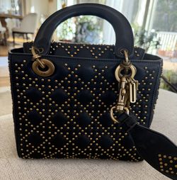 Stunning real leather back CD tote studs bag 