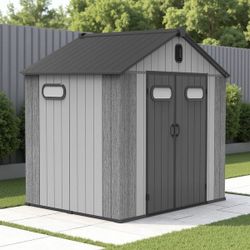 New 8 ft. x 6 ft. Resin Gable Outdoor Patio Storage Shed