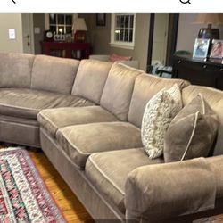 3 Piece Sectional Taupe With Cream Piping