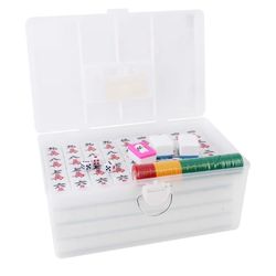 Chinese Guangdong Tiles Mahjong Set, Sky Blue