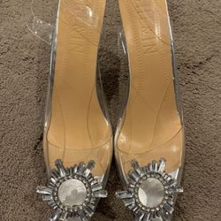 Shein Point Toe Jeweled Decor Heels