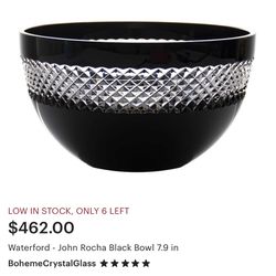 Waterford Black Cut Crystal Bowl 