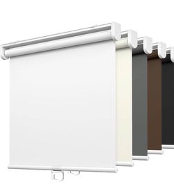 LazBlinds No Drill Cordless Roller Shades, 34x72, White 100% Blackout Roller Blinds for Windows, Thermal Insulated UV Protection Waterproof Roll Up W