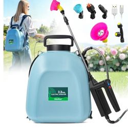 New 3.2 Gallon Battery Powered Backpack Sprayer, Upgraded Electric Back Pack Sprayer with 3 Spray Speed, Battery Indicator, Rechargeable Handle