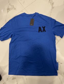NEW Armani Exchange Logo Crew Neck Blue T-Shirt Size Medium