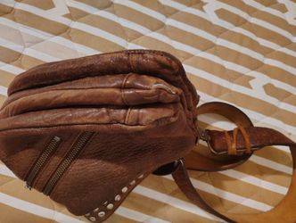 Italian Leather Shoulder Bag Brown Studded Boho