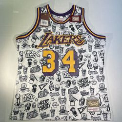 Shaquille O’Neal L.A. Lakers Mitchell & Ness HWC NBA Doodle Jersey Mens Large NWT 