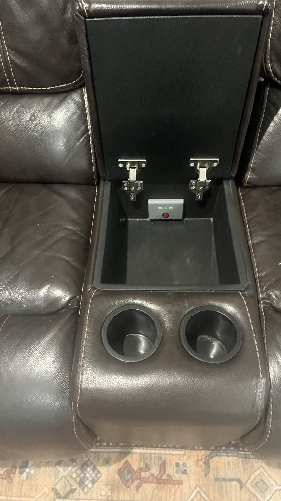 Double Electric Recliner With Plug-In And Cupholders