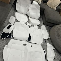 Full Set Car Seat Covers For TESLA MODEL 3 White 
