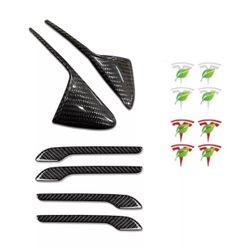 CoolKo Door Handless & Side Camera Turn Signal Covers With T Logo Stickers - Compatible With Model 3 & Y