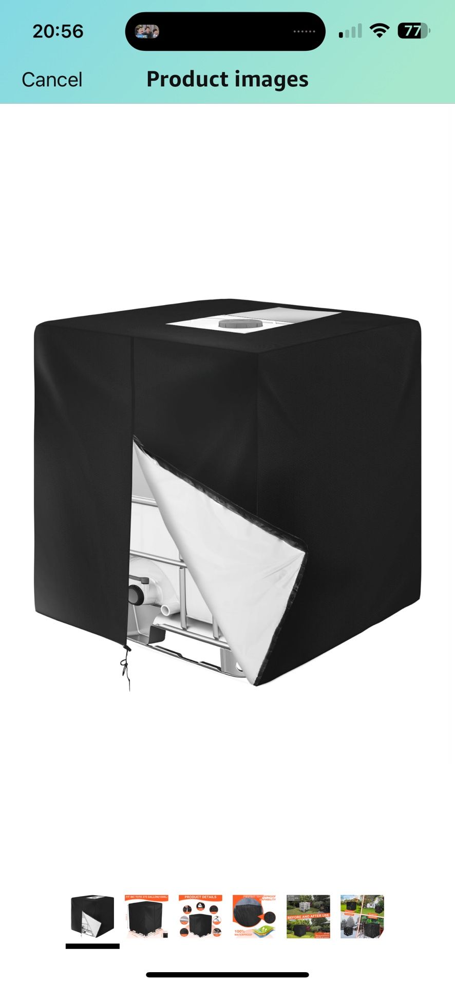 IBC Tote Cover, Outdoor Water Tank Covers Waterproof, 275 Gallon for 420D 1000L Garden Water Tank and Rain Barrel (Black)