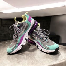 Nike Air Max 270 React Youth Size 7/Womens Size 8.5 Green and Purple