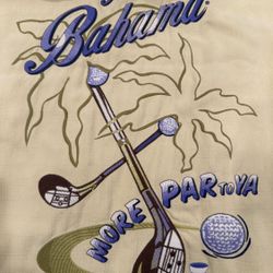 Tommy Bahama 🌴 More Par For Ya Embroidered Men’s lightweight Vacation style Button Up collared Short Sleeve Size L Large