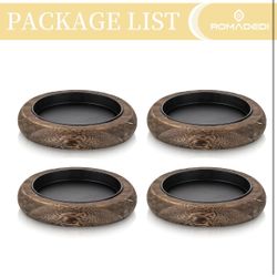 Romadedi Wood Candle Holder Farmhouse Decor - Pillar Candle Holders for Table Centerpiece Small Tray Riser Set of 4 Round Wooden Plate Pedestal Stand 