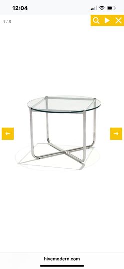 Van der Rohe / Knoll Silver And Glass Coffe Table