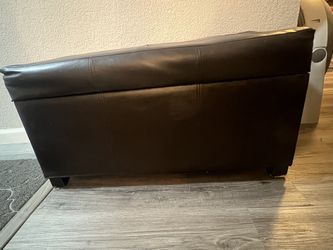 Brown Leather Ottomon Trunk