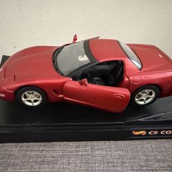 Hot wheels 1/18 Die-Cast C5 Red Corvette Model Car w/stand