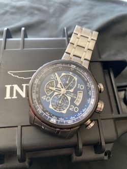 Invicta Men's Aviator Quartz Chronograph Blue Dial Stainless Steel Watch - Model 22970