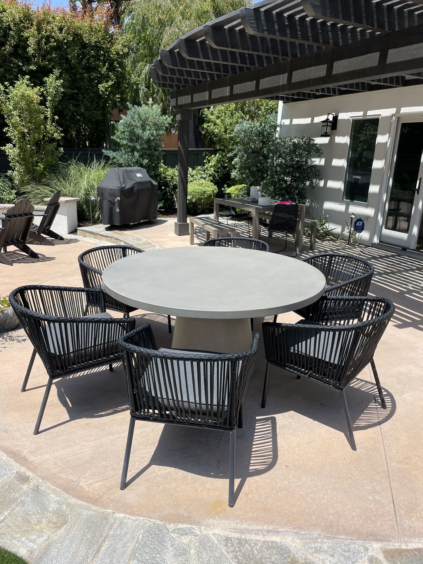West Elm Outdoor Concrete 6 Foot Table. With Cover.