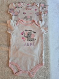 NEW! Baby Girl Elephant Onesie's,  Size 6-9 months, H&B